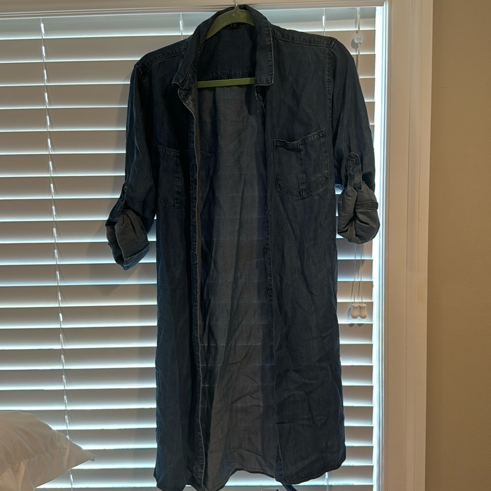 Denim belted and button up dress, velvet heart size small